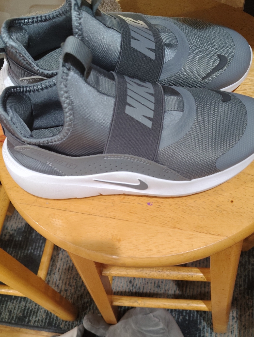 Nike Kids Gray Slip-On Athletic Sneakers with White Sole